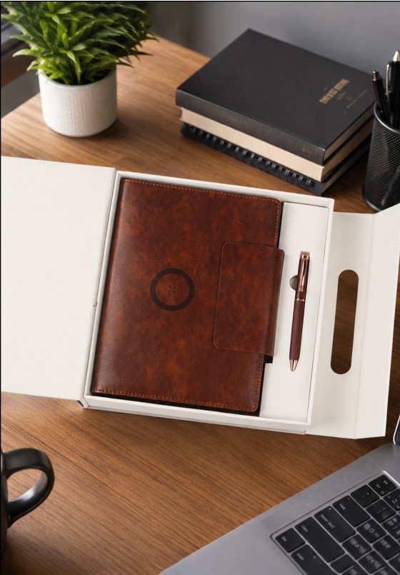 V-8 Vintage Mahogany Power Bank Diary Organizer